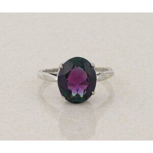 Sterling Silver Blue Purple Green Color Change Cubic Zirconia Ring Size 8